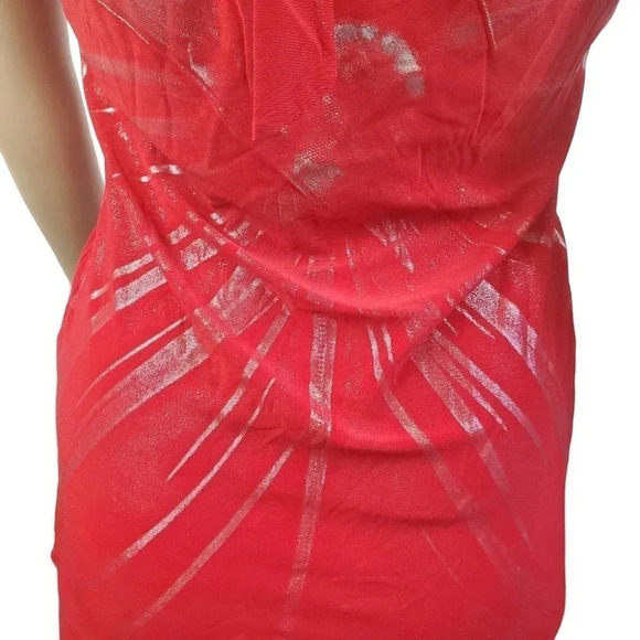 Red and Silver Halter top  Bodycon Party Dress Thigh Length Dress Size 7ish. - Picture 7 of 8